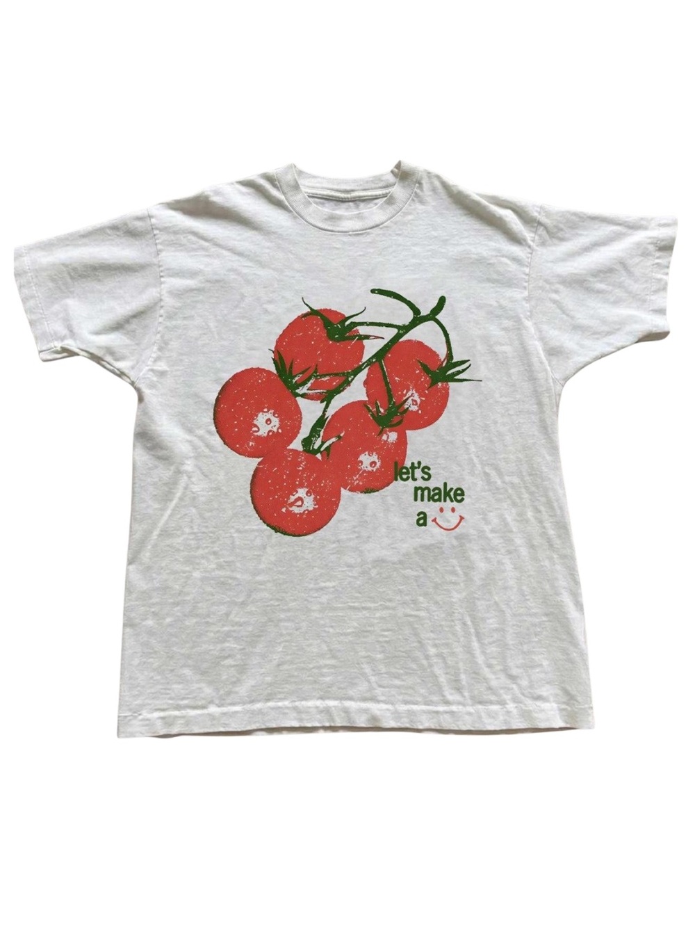 White Graphic T-Shirt with Red Tomato Print